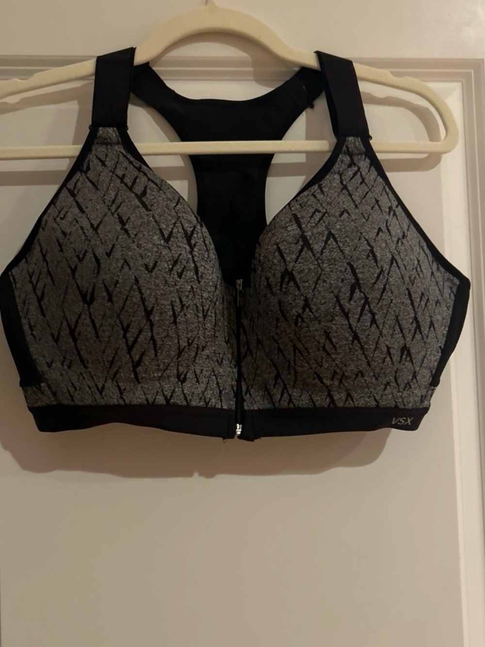 VSX Gray and Black Front-Zip High Support Sports Bra